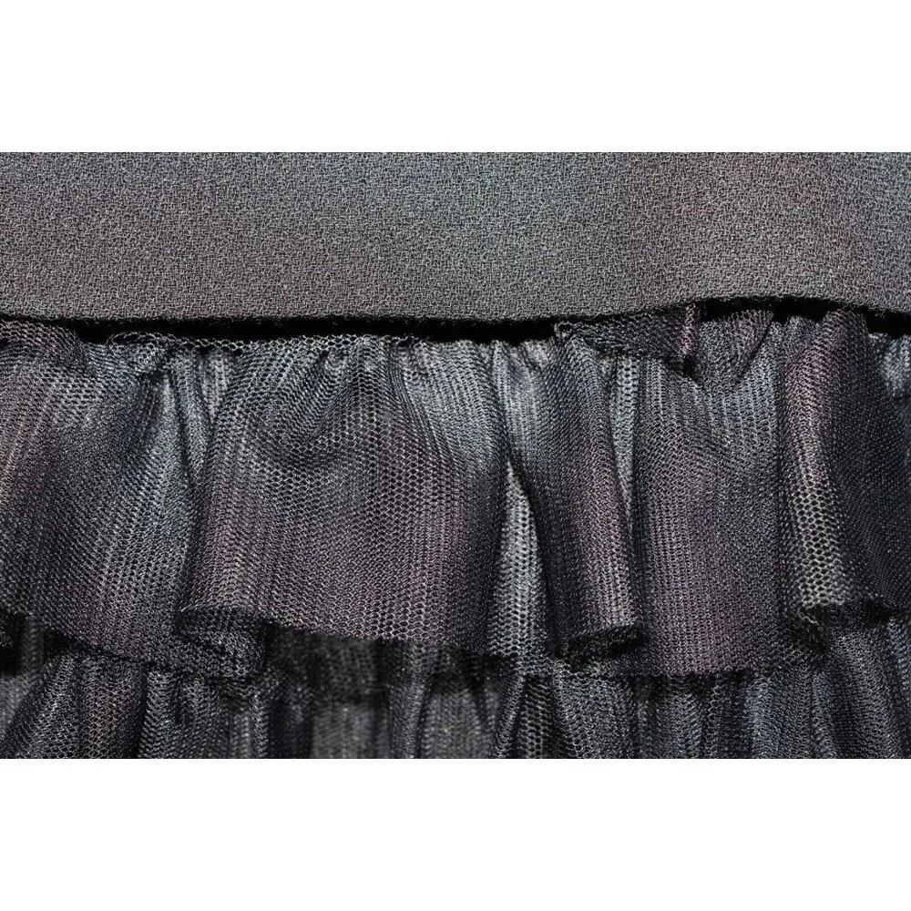 Moschino Sz 8 US Black Crepe Tulle Slip Strapless 100% Wool Fit Flare Dress - Picture 7 of 7